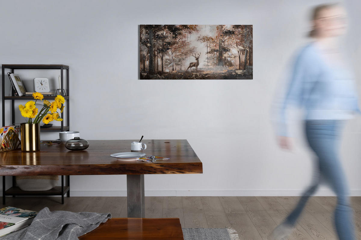 ÖLGEMÄLDE 120/60 cm - Goldfarben/Braun, Holz/Textil (120/60cm) - KUNSTLOFT