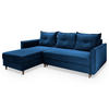 ECKSOFA PISAN R-S Blau Plüsch-Stoff mit Schlaffunktion - Blau, Holz (220/140cm) - MASSENO