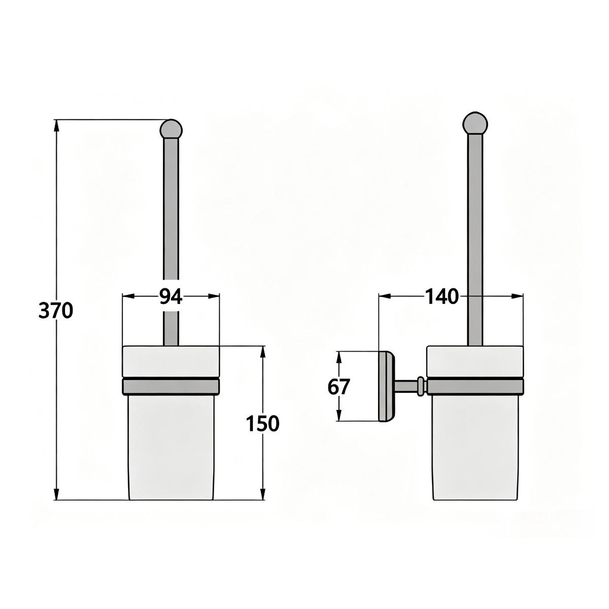 TOILETTENBÜRSTENHALTER – Schwarz (17 x 10,5 x 36,5 cm) - Schwarz, Metall (14/37/9cm)