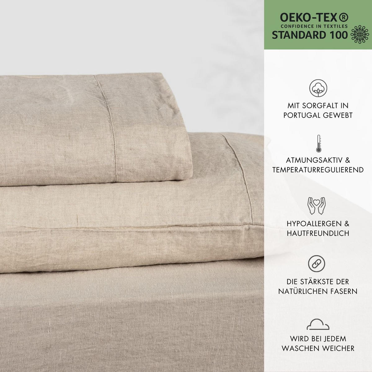 BETTWÄSCHE Milan, Leinen, Beige - Beige, Textil (220/240cm) - SOWL