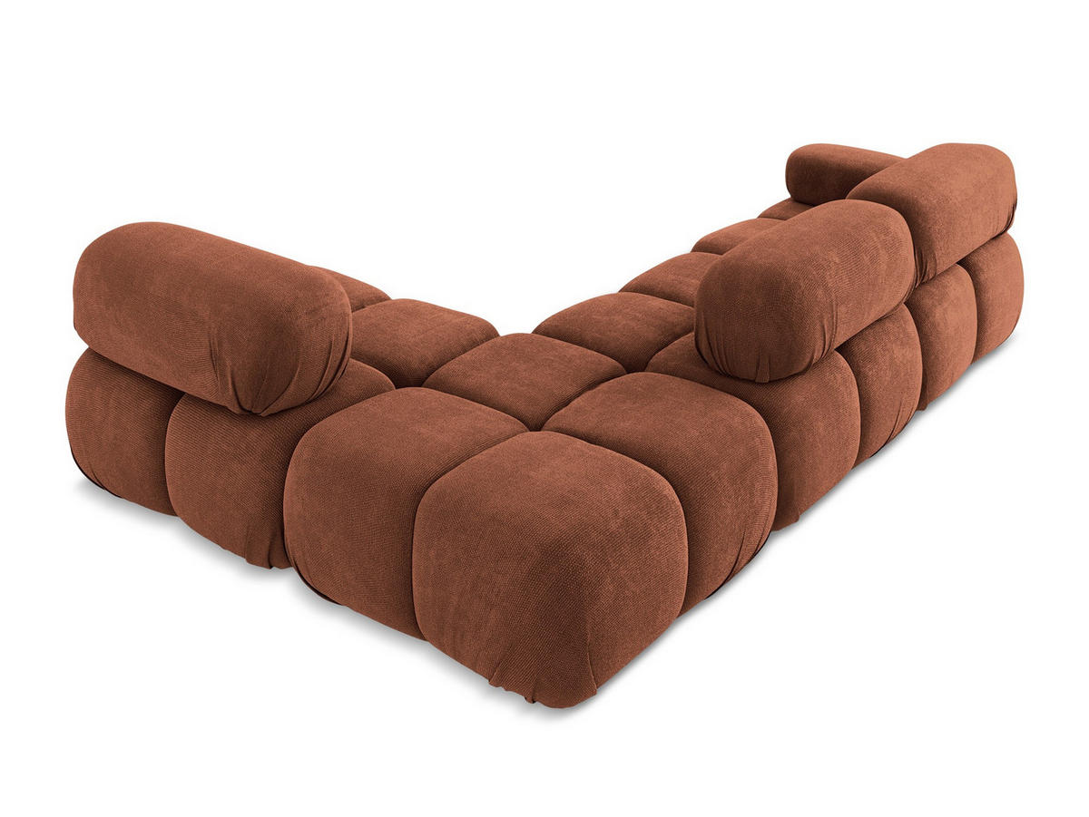 ECKSOFA Rechts Chenille Stoff Orange - Terra cotta/Schwarz, Kunststoff/Textil (285/190cm) - Makamii