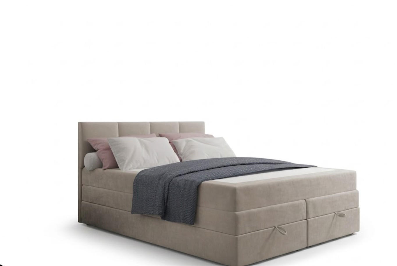 BOXSPRINGBETT 200 x 200 cm PRADO mit Taschenmatratze H3 und Bettkasten, Beige - Beige, Holzwerkstoff/Kunststoff (200/200cm) - Trada