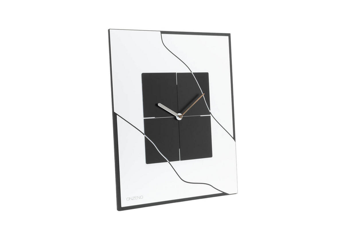 WANDUHR Design Schwarz-Weiß 40/51 cm - Schwarz, Kunststoff (2.16/50.5/1cm) - ONZENO