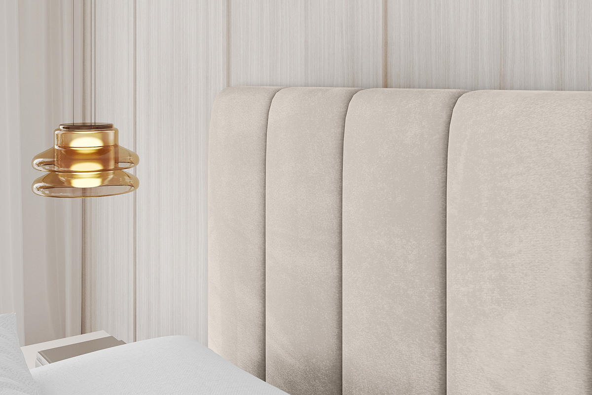 POLSTERBETT mit Bettkasten, Fußteil und Lattenrost, Boxbett mit Matratze H3/H4 - FINO-Z 180x200 Beige - Beige, Holzwerkstoff/Textil (180/200cm) - ALTDECOR