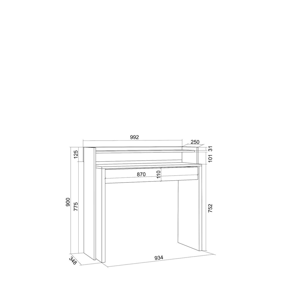 SCHREIBTISCH Ausziehbar, Weiß gemasert, 99/35/90cm - Weiß, Holzwerkstoff (35/99/90cm) - Skraut Home
