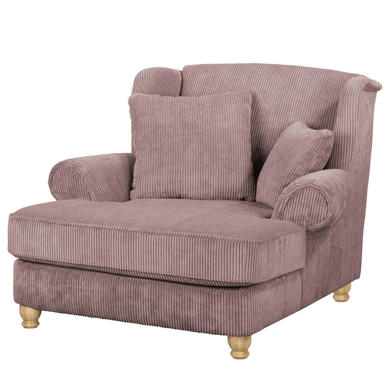 XXL SESSEL - Cord - Mauve, Holz/Textil (135/100/128cm) - home24