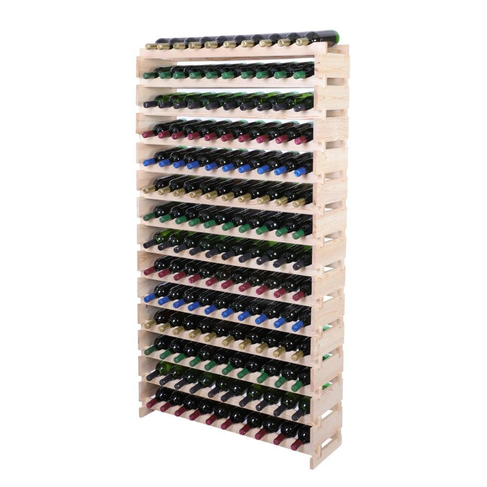 WEINREGAL VINOTECA FLEX PRO HxBxT 191x103x28cm 140 Flaschen auf 14 Ebenen Natur unbehandelt - Naturfarben, Holz (103/191/28cm) - PROREGAL