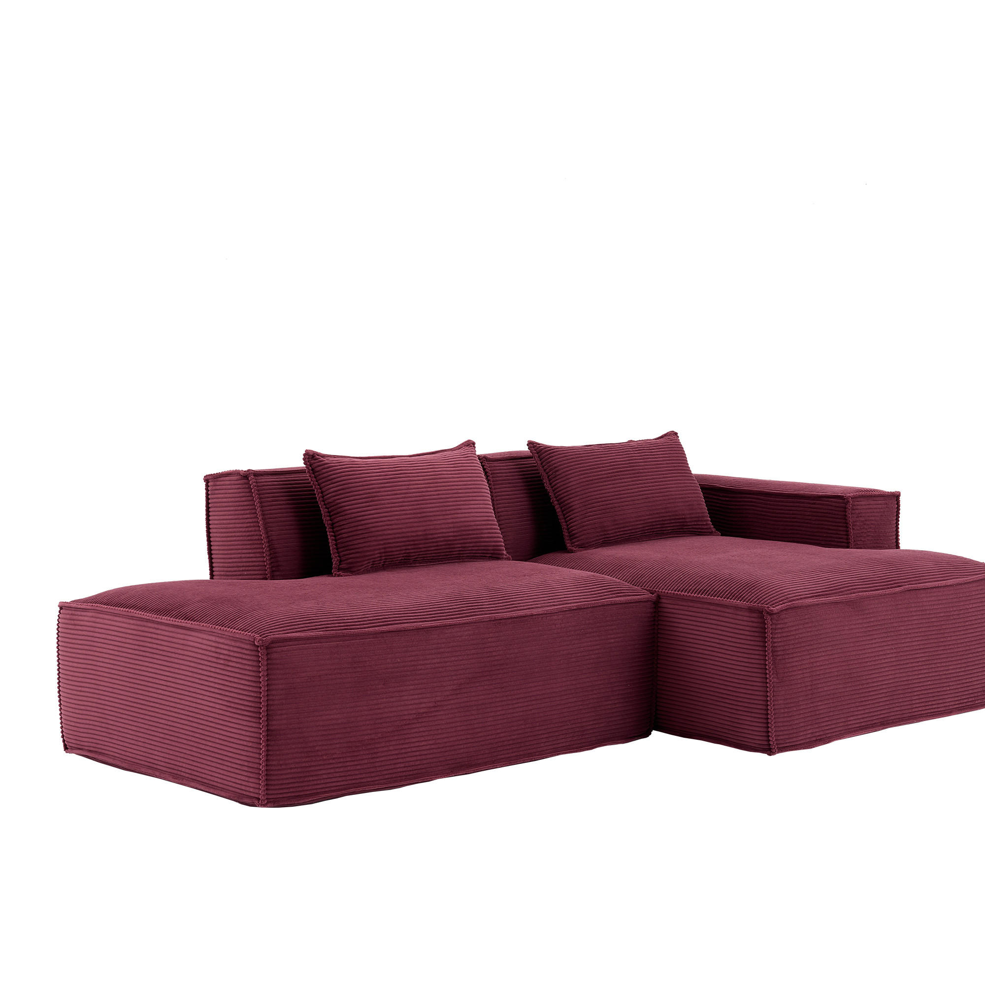 ECKSOFA Polyester Rot mit 2 Kissen - Weinrot, Textil (235/129cm) - WISHDOR