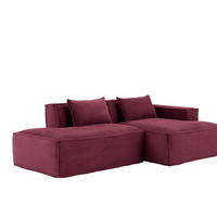 ECKSOFA Polyester Rot mit 2 Kissen - Weinrot, Textil (235/129cm) - WISHDOR