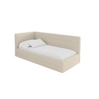 EINZELLBETT Jugendbett mit Bettkasten, Rechts - BEMY 80x200 Dunkelbeige - Taupe, Holzwerkstoff/Textil (80/200cm) - ALTDECOR