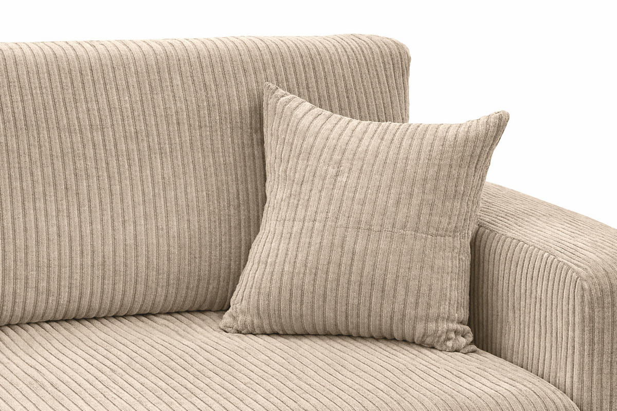 ECKSOFA Mit Schlaffunktion, Cordstoff Poso, Dunkelbeige, Links, ROUND ONE XL - Beige, Holz (271/175cm) - Kaiser Möbel