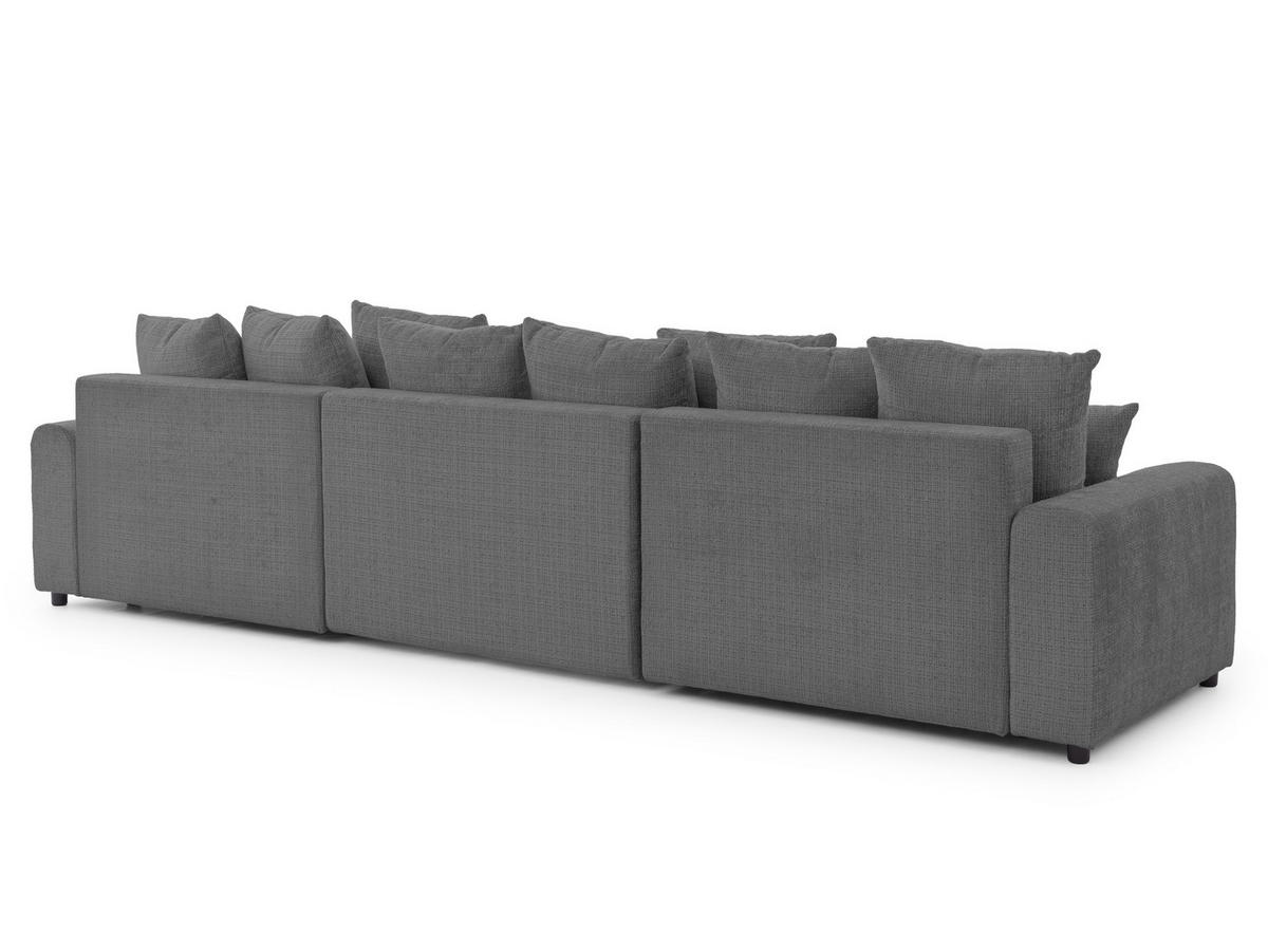 WOHNLANDSCHAFT Calma mit Schlaffunktion und Bettkasten im Bumpy-Design aus weichem Grau Chenille-Stoff - Schwarz/Grau, Holz/Kunststoff (336/88/140cm) - S-Style Möbel