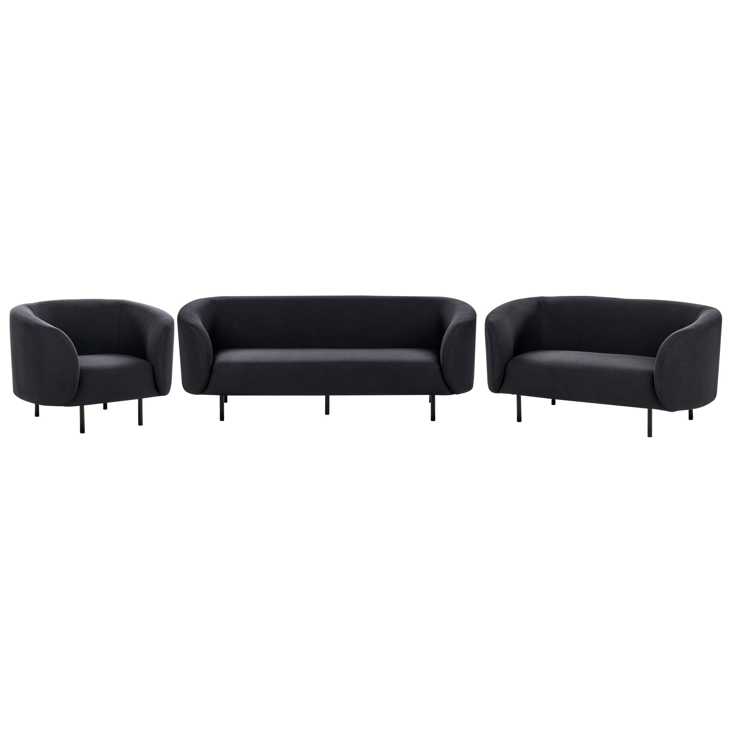 6-SITZER-SOFA SET Stoff schwarz Loen - Schwarz, Textil (70/70/200cm) - Beliani
