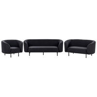 6-SITZER-SOFA SET Stoff schwarz Loen - Schwarz, Textil (70/70/200cm) - Beliani