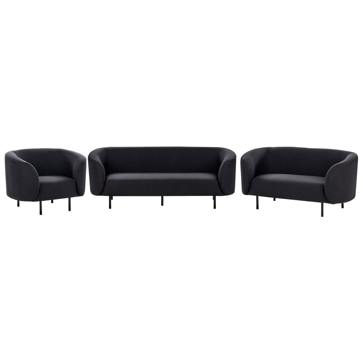 6-SITZER-SOFA SET Stoff schwarz Loen - Schwarz, Textil (70/70/200cm) - Beliani