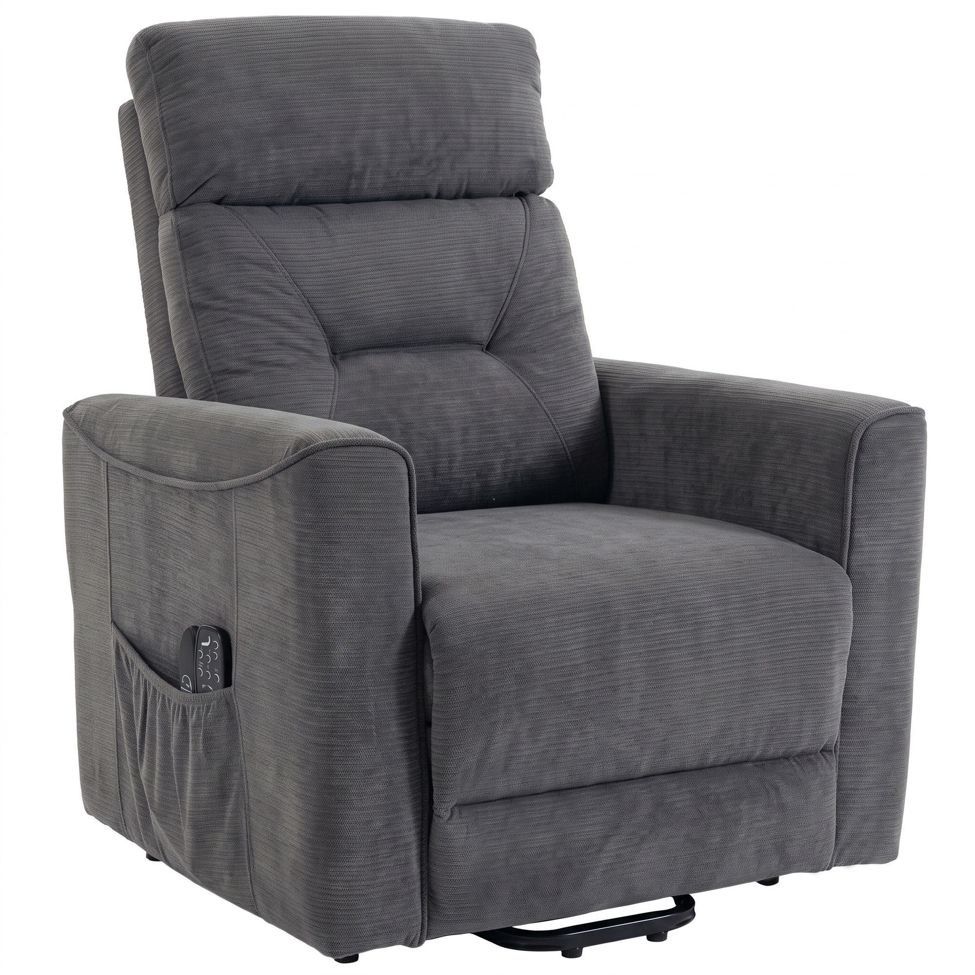 RELAXSESSEL mit Aufstehhilfe Polyester Dunkelgrau - Greige/Dunkelgrau, Textil/Metall (83/106/93cm) - HOMCOM