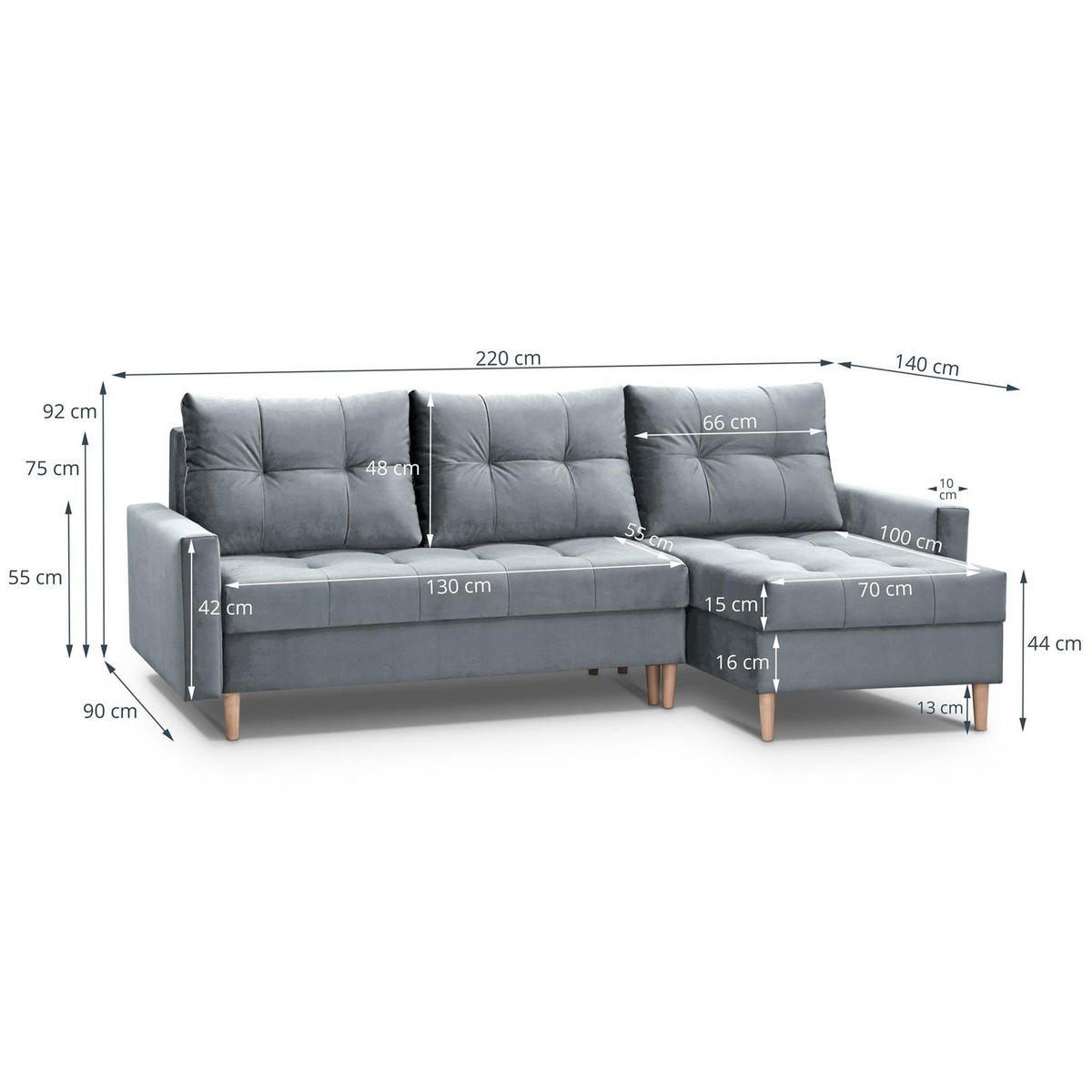 ROHOVÁ POHOVKA Halant s úložným prostorem, univerzální otoman, velurová látka, světle šedá - světle šedá, textil (220/140cm) - Beautysofa
