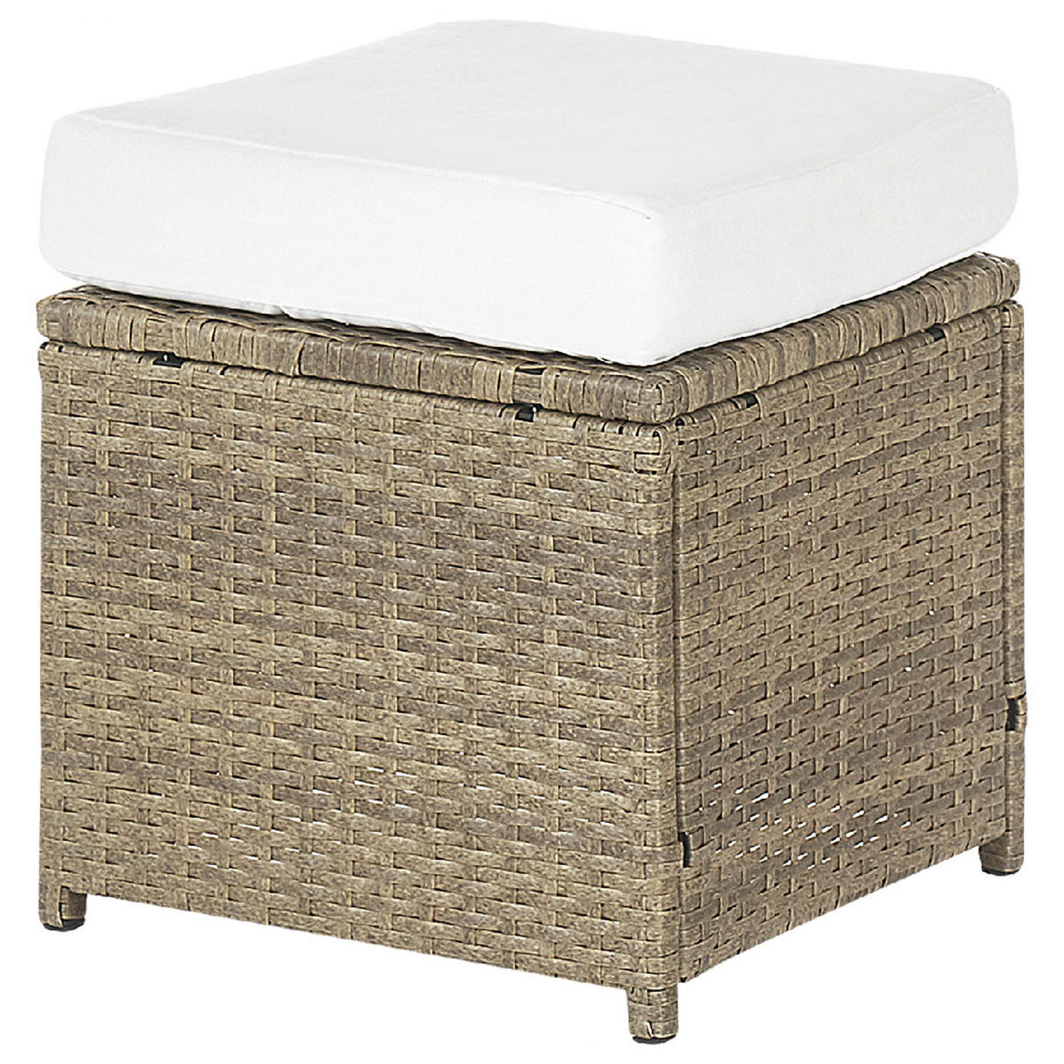 LOUNGE SET 5-Sitzer Rattan Auflagen weiß Fonti - Weiß/Braun, Kunststoff - Beliani