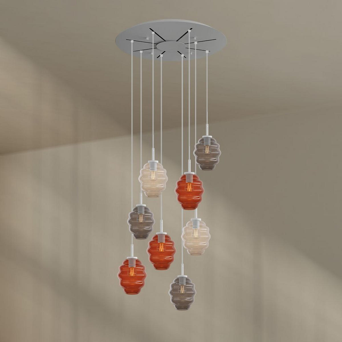 GALERIELEUCHTE Echos 8-flammig Rauch Ø 18cm - Anthrazit/Schwarz, Glas (18/18/20cm) - s.luce