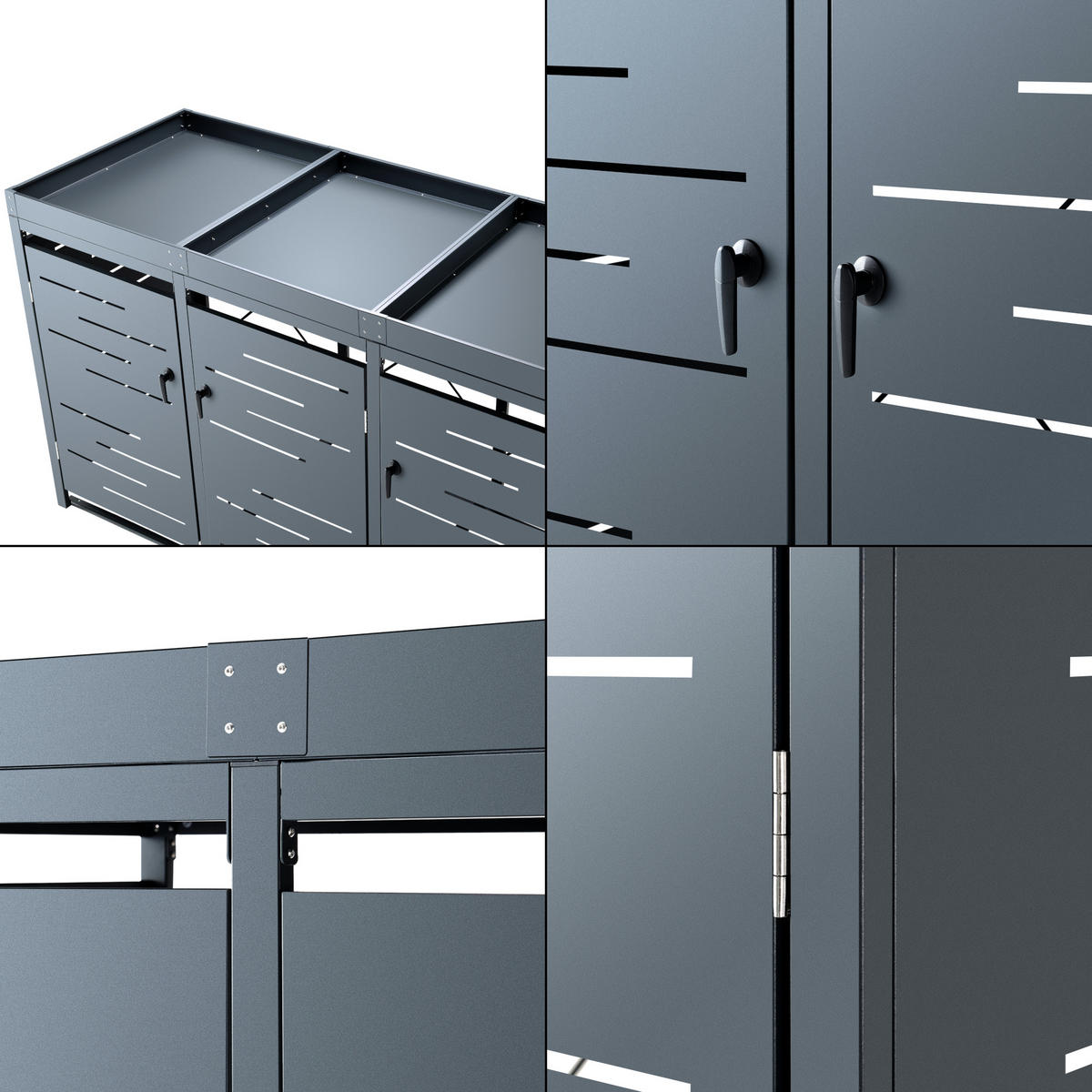 MÜLLTONNENBOX Salching - Anthrazit, Metall (196/122/80cm) - [en.casa]
