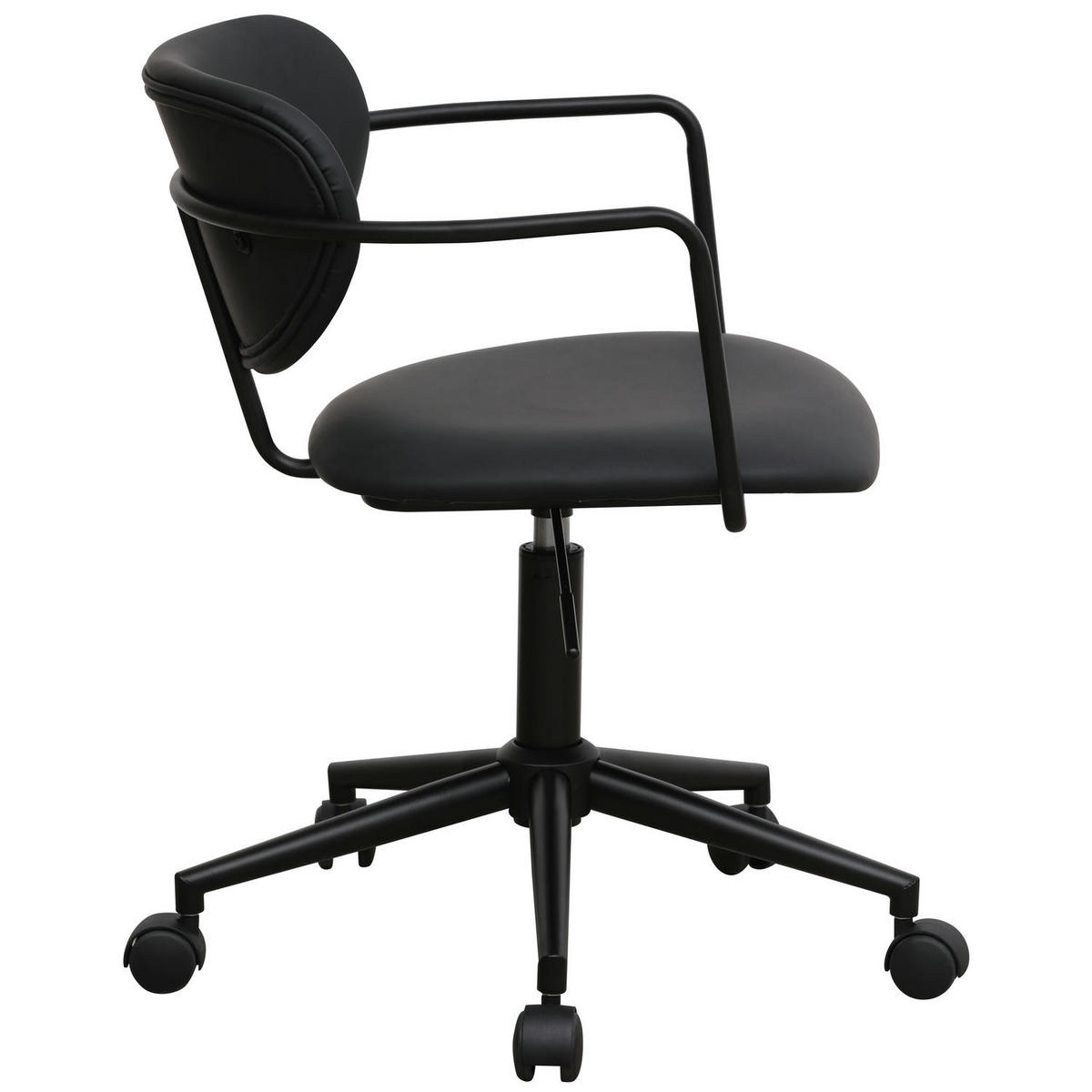 DREHSTUHL höhenverstellbar in Kunstleder Schwarz - Schwarz, Textil/Metall (54/71/57cm) - Furnhouse