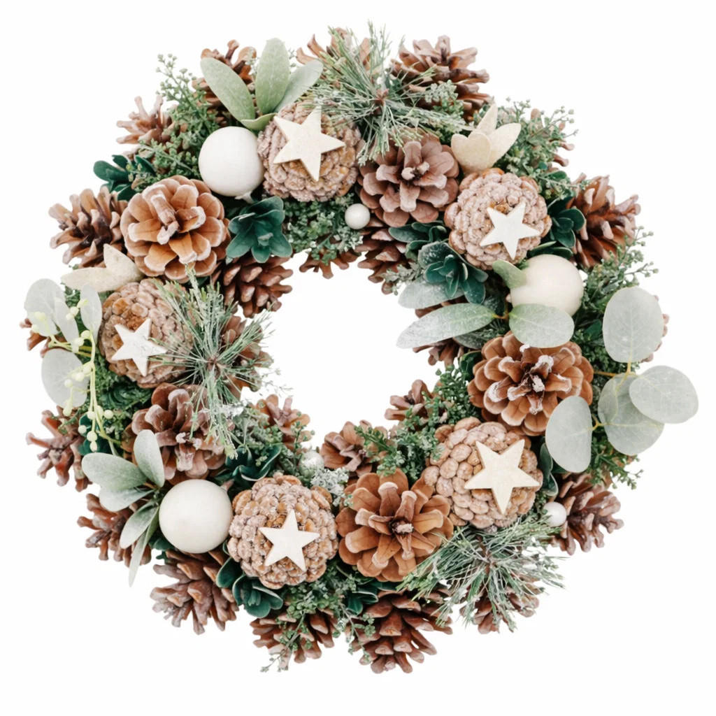WEIHNACHTSKRANZ aus Tannenzapfen und Beeren 34/34/8 cm - Multicolor, Naturmaterialien (34/8/34cm) - Home Styling Collection