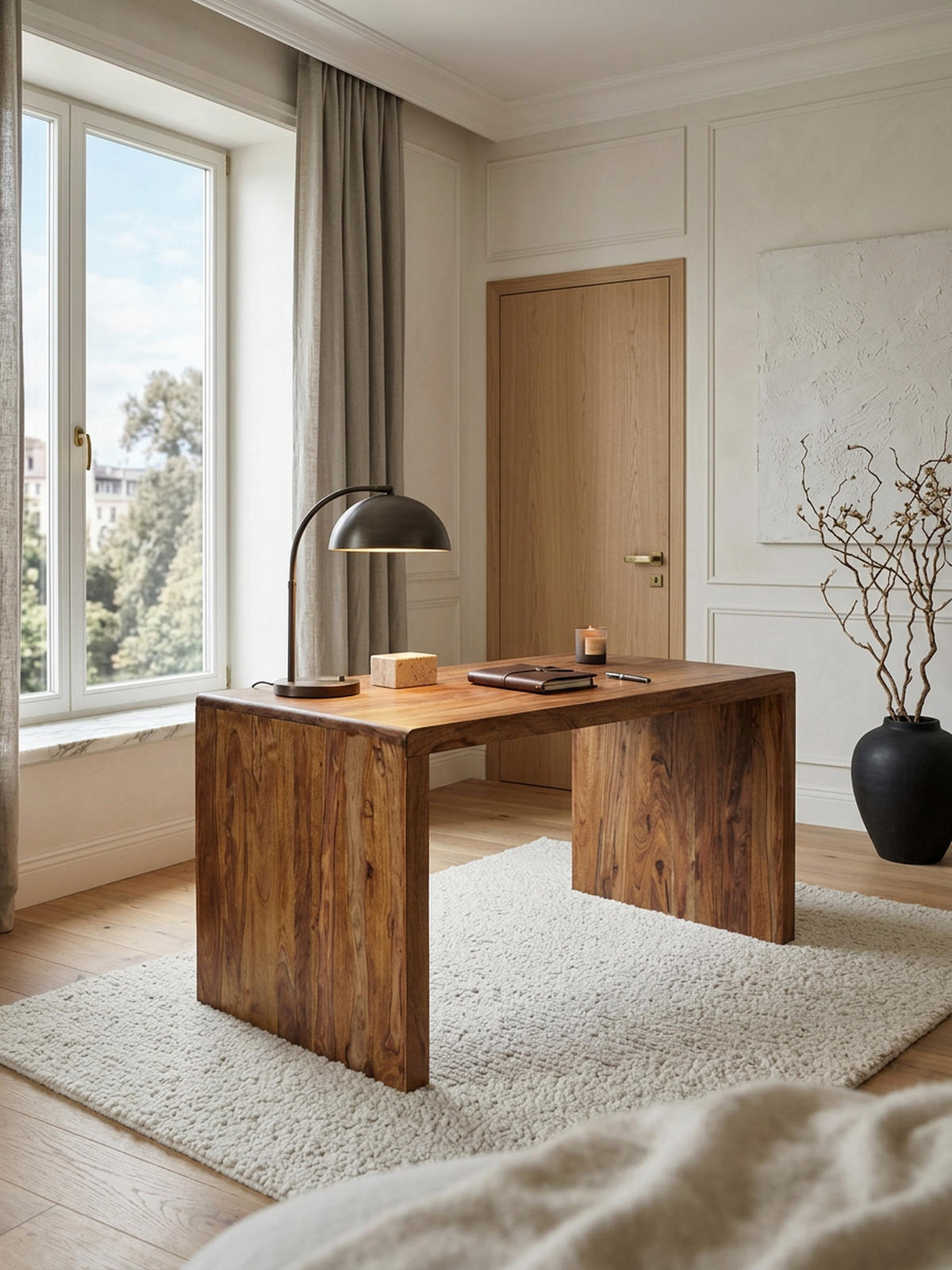 SCHREIBTISCH Massivholz Stauraum Abgerundete Ecken, Braun 140x80x76 cm - Braun, Holz (80/140/76cm) - KADIMA DESIGN