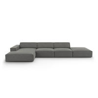 ECKSOFA links Jodie aus Samt hellgrau 5 Sitzplätze - Hellgrau, Textil (166/341cm) - Micadoni