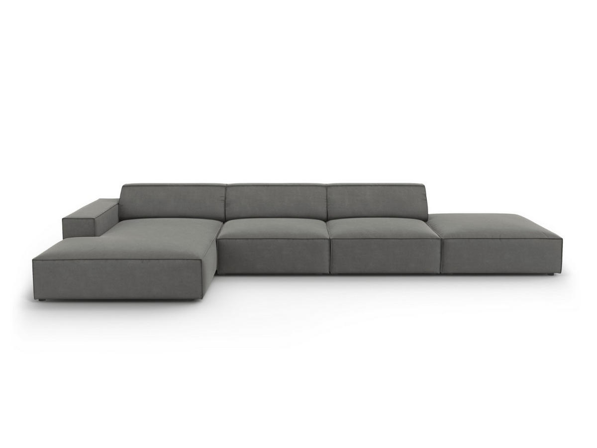 ECKSOFA links Jodie aus Samt hellgrau 5 Sitzplätze - Hellgrau, Textil (166/341cm) - Micadoni