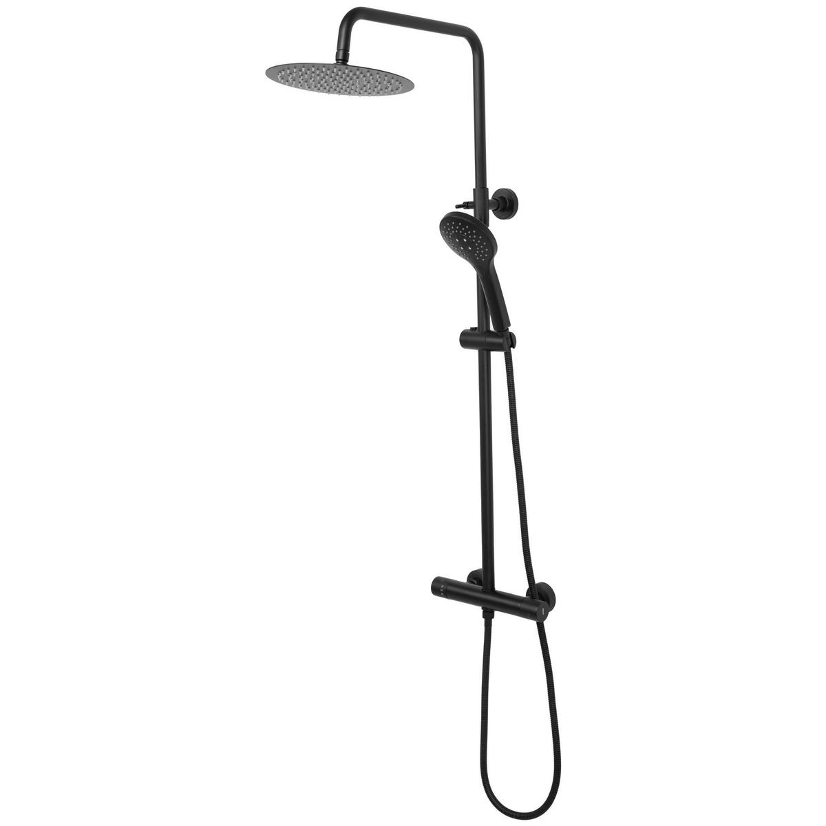 DUSCHGARNITUR Mit Thermostat Rea Vincent Black - Schwarz, Metall (27/123.5/48cm) - REA