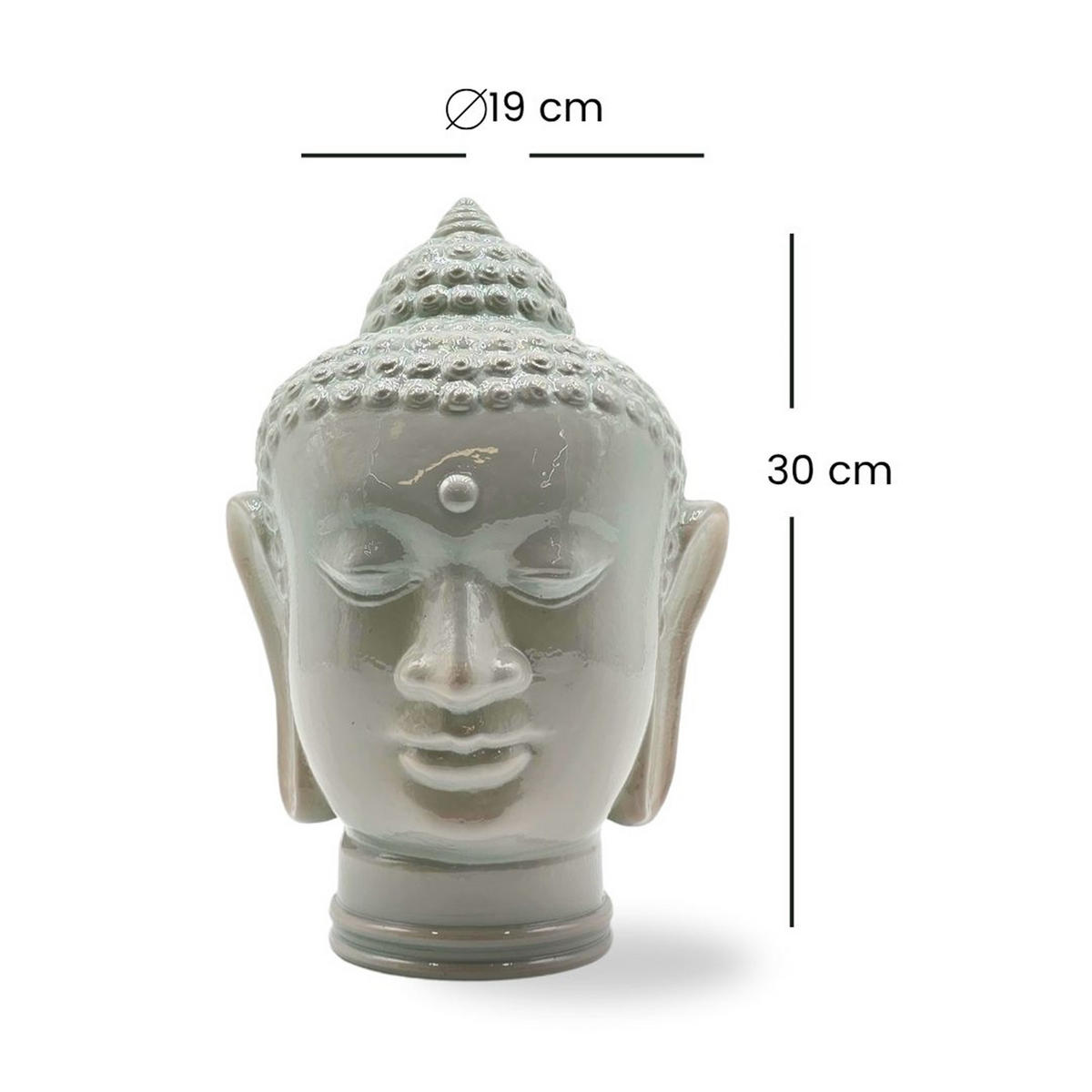 DEKO GLASKOPF THAI BUDDHA Glas, 30 cm Höhe OP3 hellgrau - Hellgrau, Glas (19/30/19cm) - DESIGN DELIGHTS