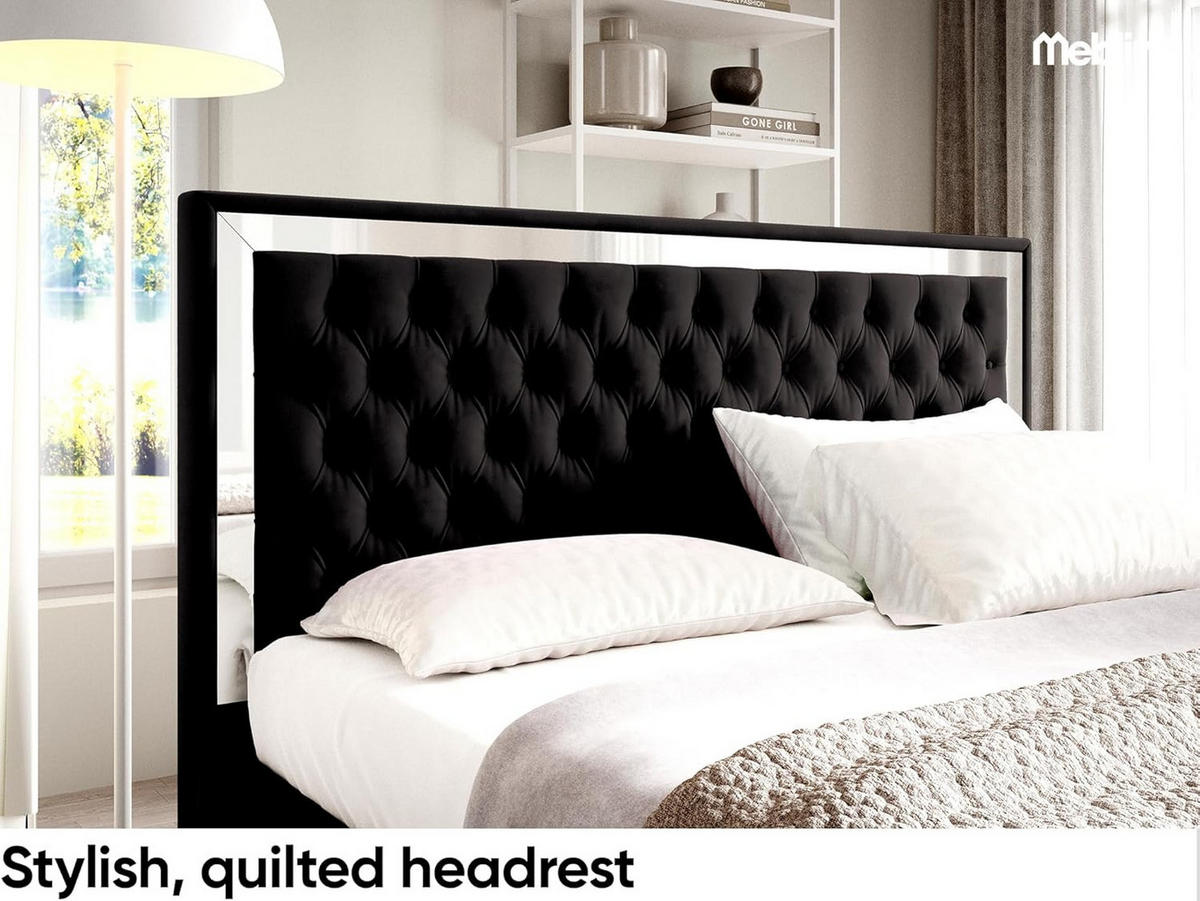 POLSTERBETT ARONA - Schwarz, Textil (120/200cm) - Meblini