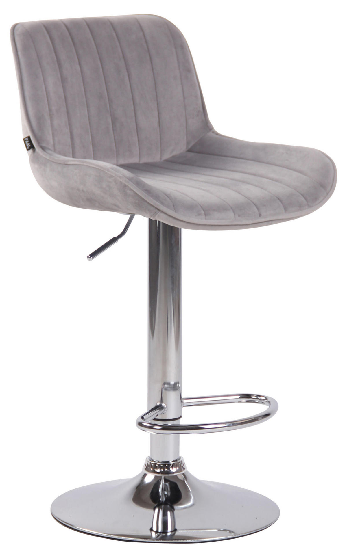 BARHOCKER Lento, Gestell Metall in Chromoptik, Samt Grau - Chromfarben/Grau, Textil/Metall (50/100/50cm) - TPFLiving