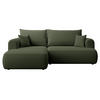 ECKSCHLAFSOFA Ovo Mini Olivgrün Easy-Clean-Samtbezug - Schwarz/Olivgrün, Kunststoff/Textil (238/156cm) - Selsey