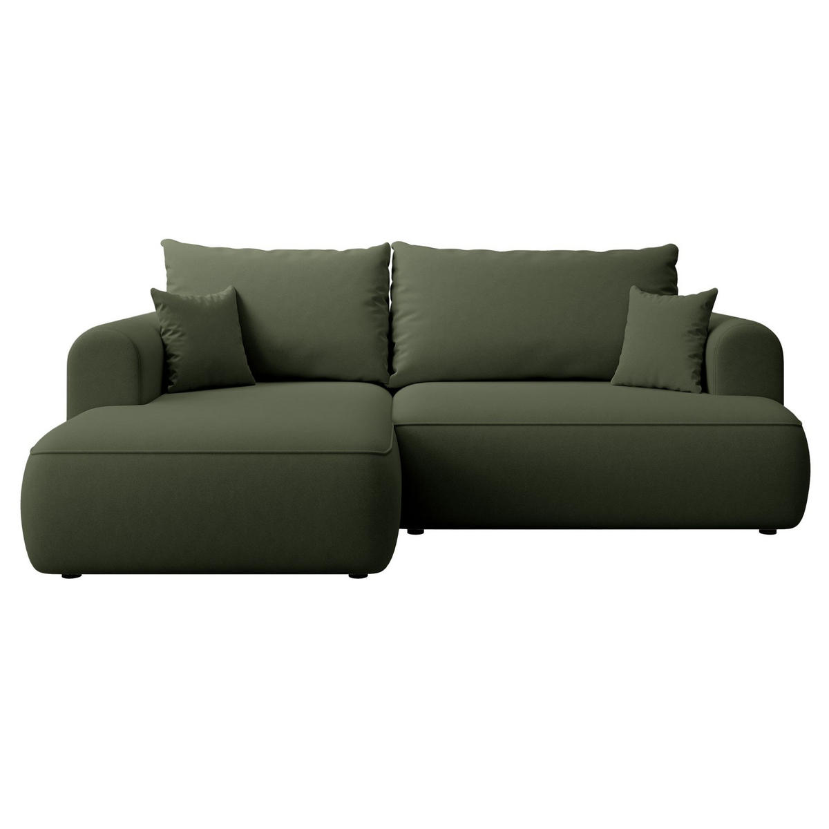 ECKSCHLAFSOFA Ovo Mini Olivgrün Easy-Clean-Samtbezug - Schwarz/Olivgrün, Kunststoff/Textil (238/156cm) - Selsey