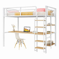 HOCHBETT mit Tisch und Regalen 90x200 cm Metall Weiß - Weiß, Metall (90/200cm) - Meubliv