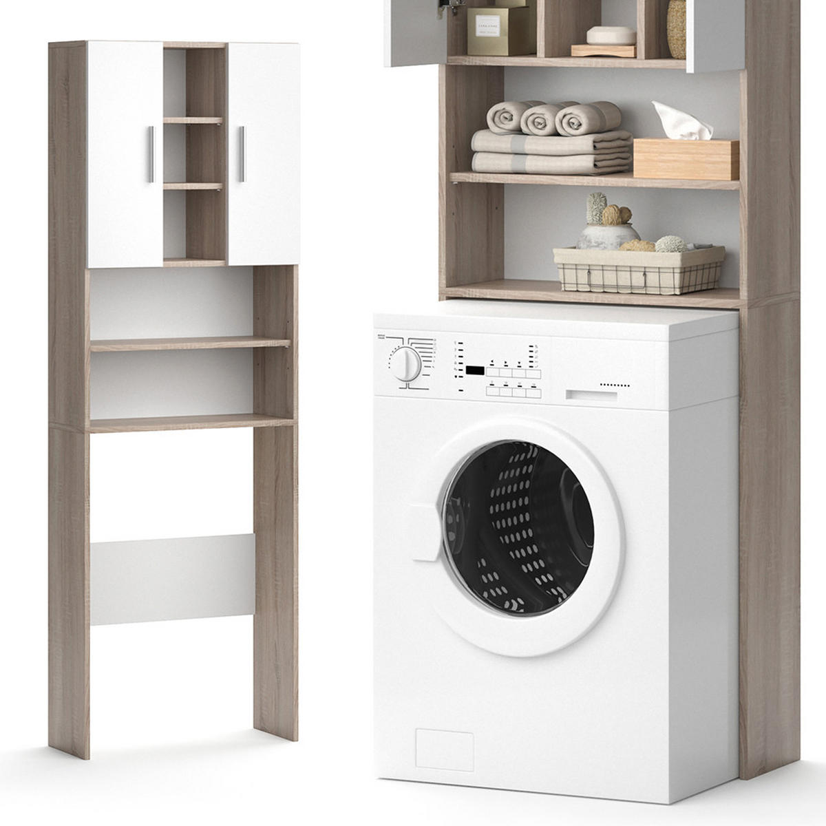 WASCHMASCHINENSCHRANK Luis Sonoma 64 x 190 cm - Sonoma Eiche, Holzwerkstoff (64/190/25.6cm) - Vicco