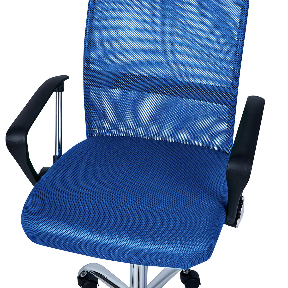 BÜROSTUHL Blau Best - Blau/Silberfarben, Textil (55/94/55cm) - Beliani