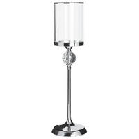 KERZENSTÄNDER Silber 58 cm Cotui - Silberfarben, Glas (16/58/16cm) - Beliani