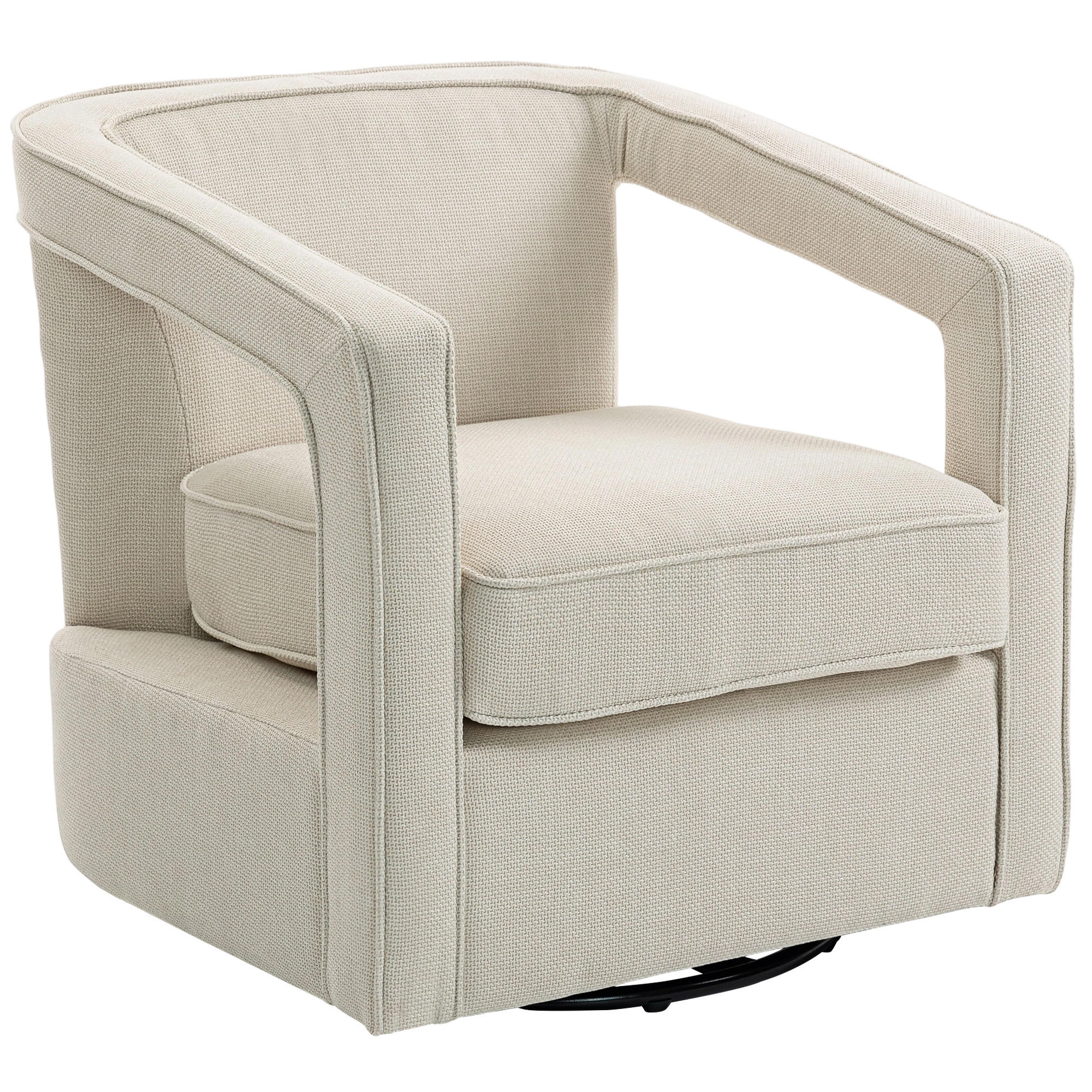 SESSEL DE-06569 360° drehbar, Loungesessel, einteilige Rücken- und Armlehnen Beige - Beige, Textil/Metall (75/72/77cm) - ComfortXL