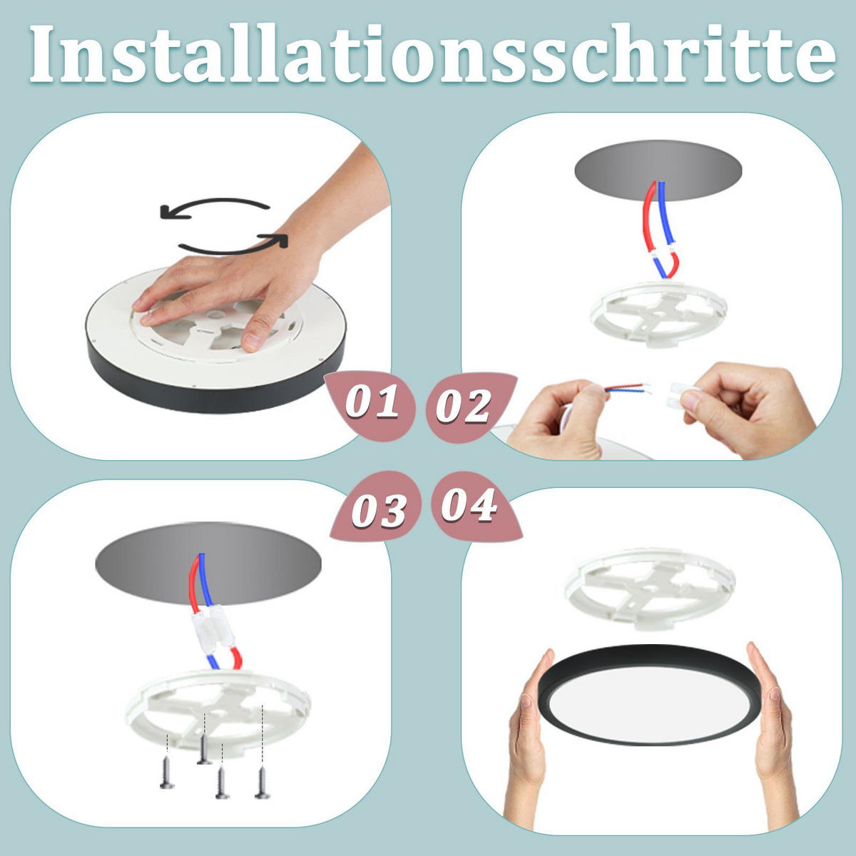 LED-DECKENLEUCHTE Julia 30/30/3 cm - Schwarz, Kunststoff (30/30/3cm) - Nettlife