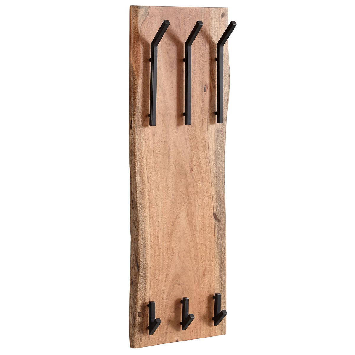WANDGARDEROBE Akazie Massivholz Metall Modern 35,5x11x100 cm mit Naturkante - Beige, Holz (35/100/11cm) - KADIMA DESIGN