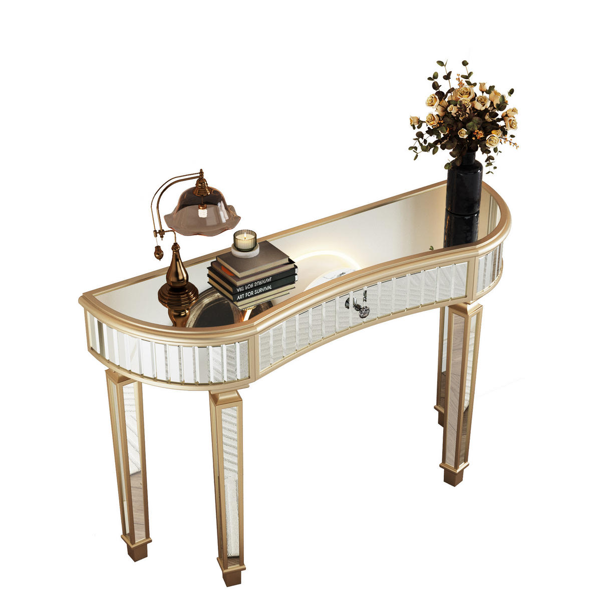 KONSOLENTISCH 120/38/78 cm Gold Silber aus Glas MDF mit Schublade - Goldfarben, Holzwerkstoff (120/38/78cm) - OKWISH