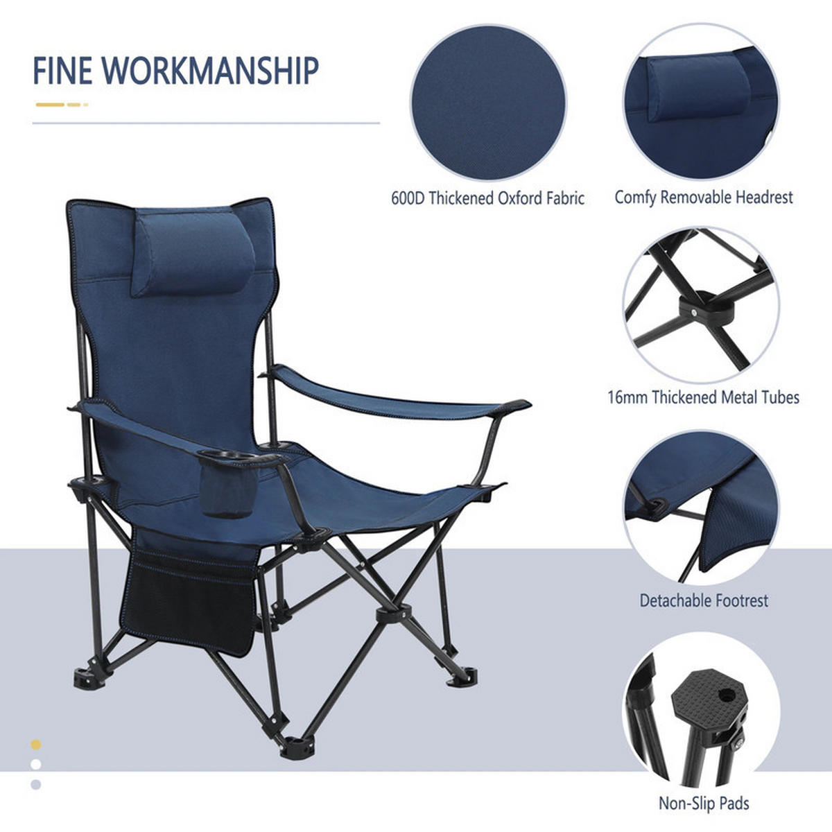 GARTENLIEGE 600D Oxford-Gewebe 115 x 84 x 88.5cm, Blau - Blau, Textil (84/88.5/115cm)