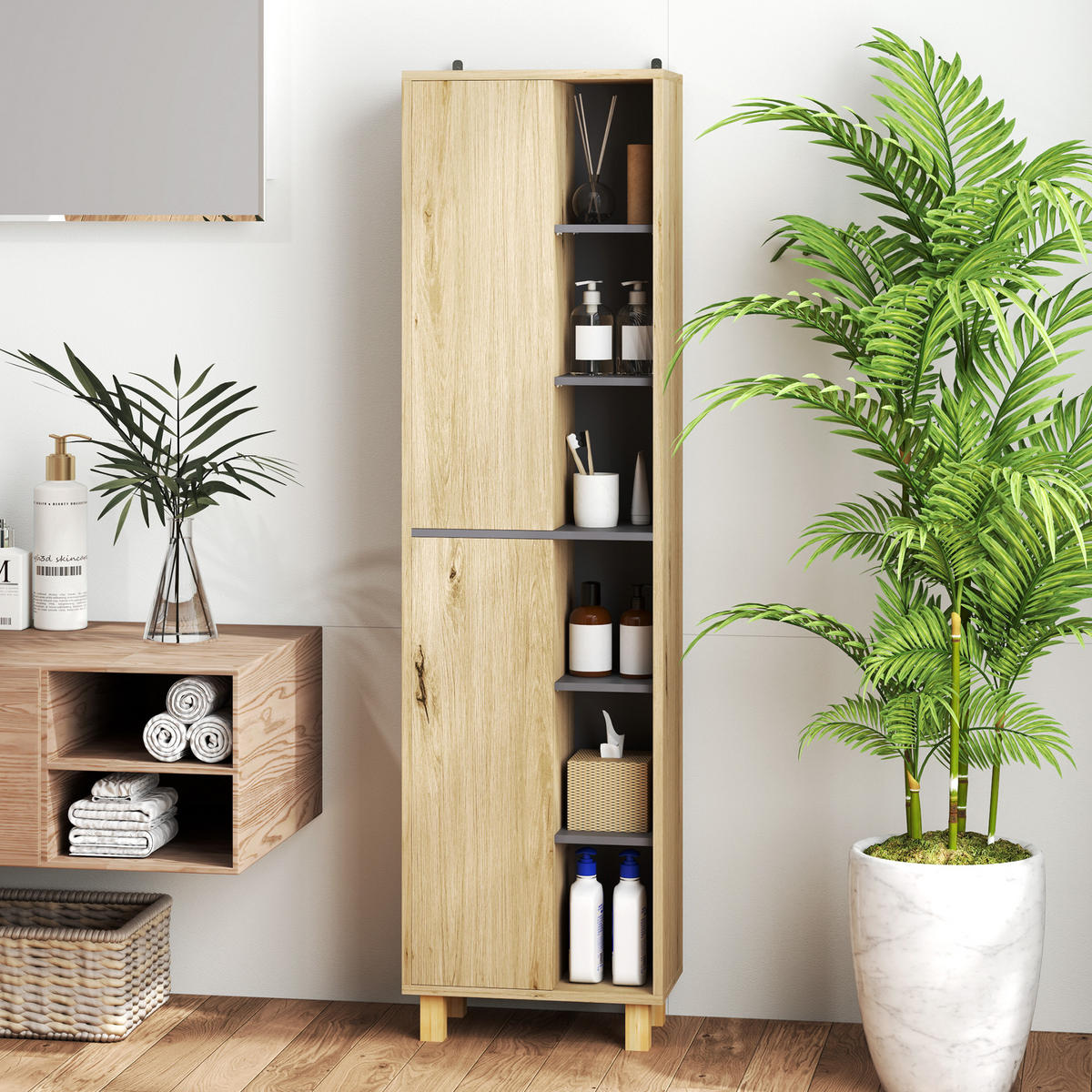 HOCHSCHRANK DE-12443 40/24/148 cm Naturholz - Naturfarben, Holzwerkstoff (24/148/40cm) - ComfortXL