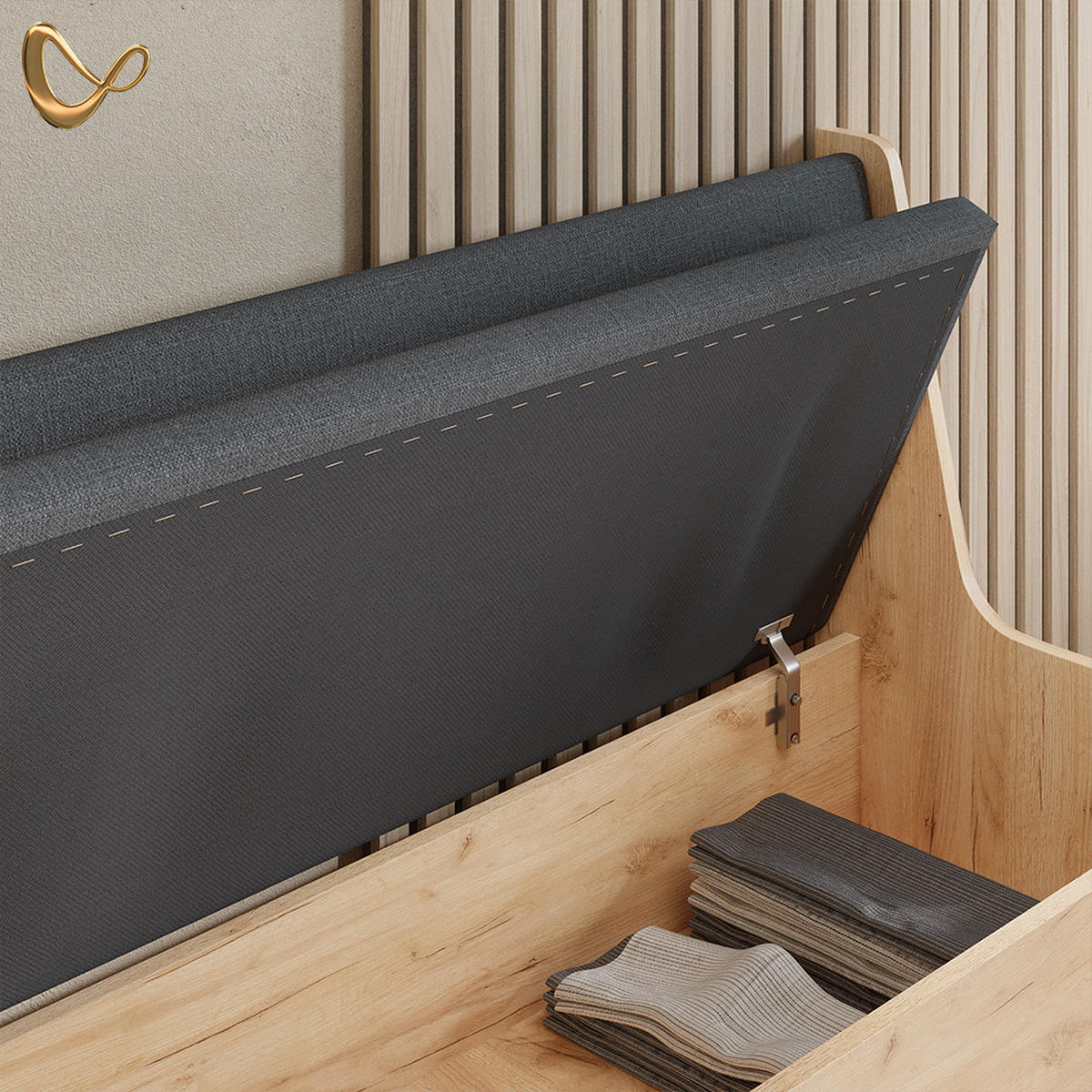 ECKBANKGRUPPE Tiberio Goldkraft Eiche 210 x 120 cm mit Tisch - Honigeiche, Holzwerkstoff (210/80/120cm) - Livinity®