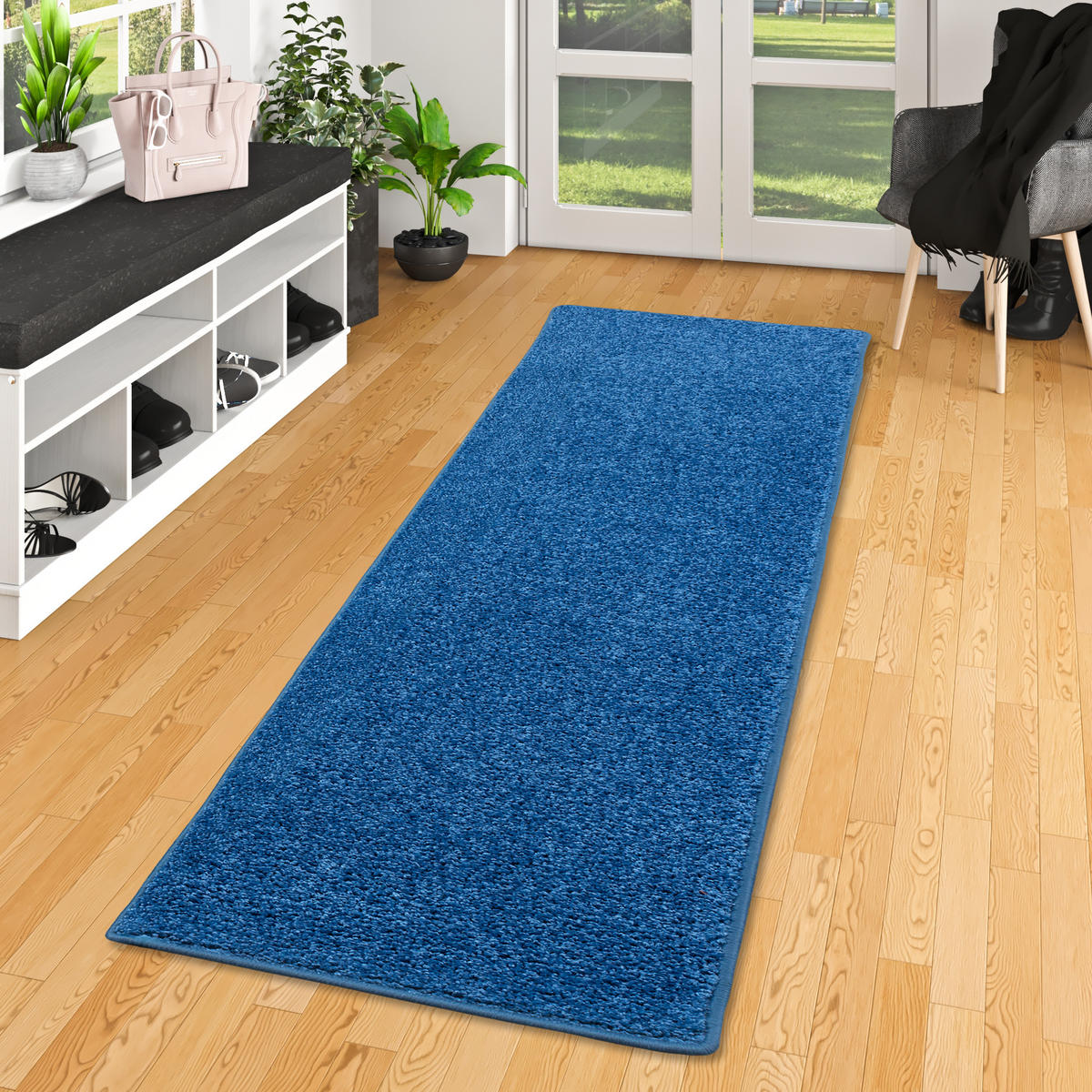 HOCHFLOR LANGFLOR TEPPICH LÄUFER COTTAGE - Blau, Textil (100/100cm) - Snapstyle