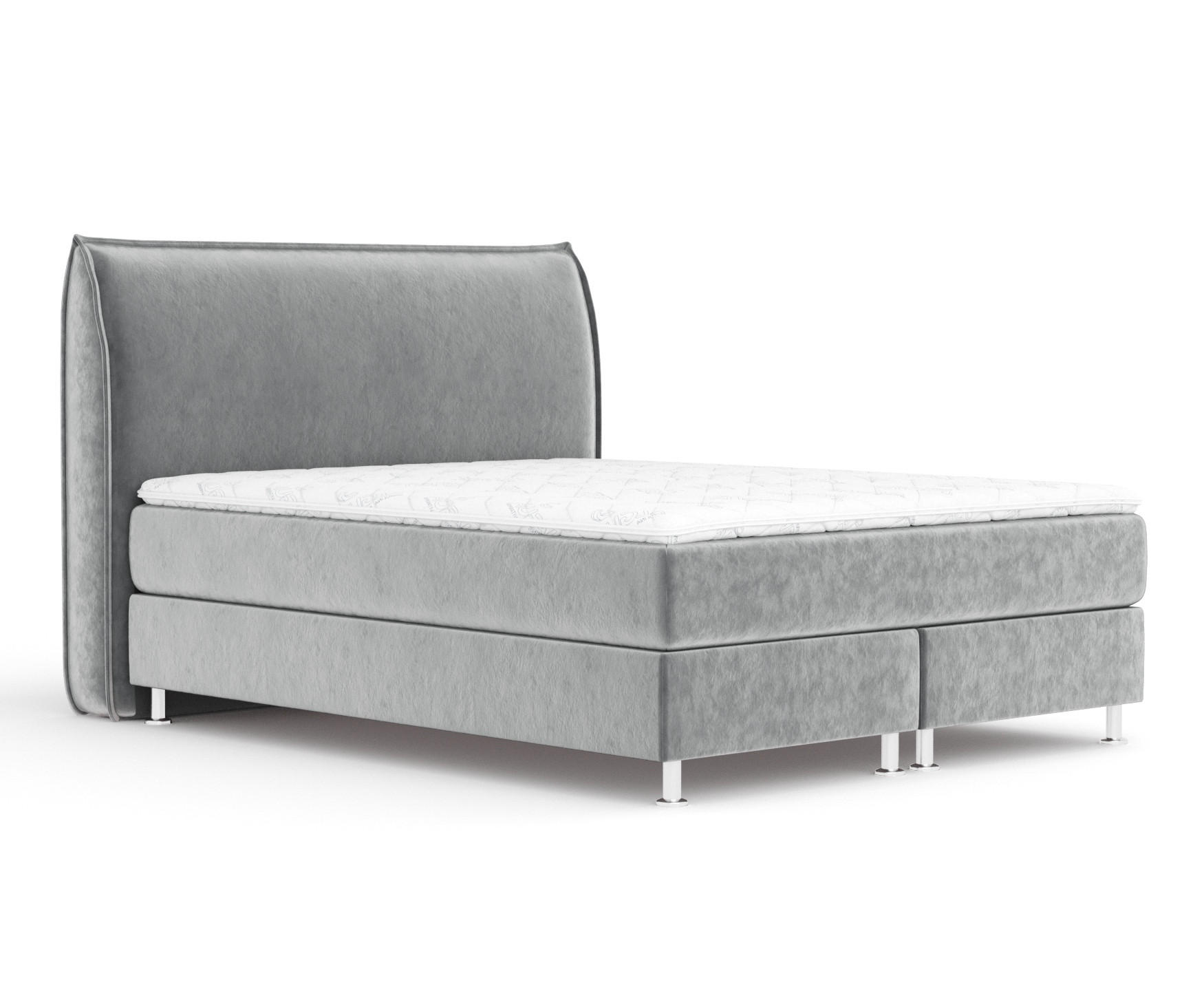 BOXSPRINGBETT Chermin Grau 180/200 cm mit Latex-Topper - Silberfarben/Grau, Holz/Holzwerkstoff (180/200cm) - Maison de Reve