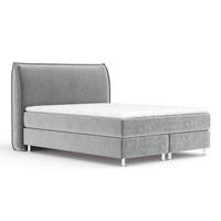 BOXSPRINGBETT Chermin Grau 160/200 cm mit Latex-Topper - Silberfarben/Grau, Holz/Holzwerkstoff (160/200cm) - Maison de Reve