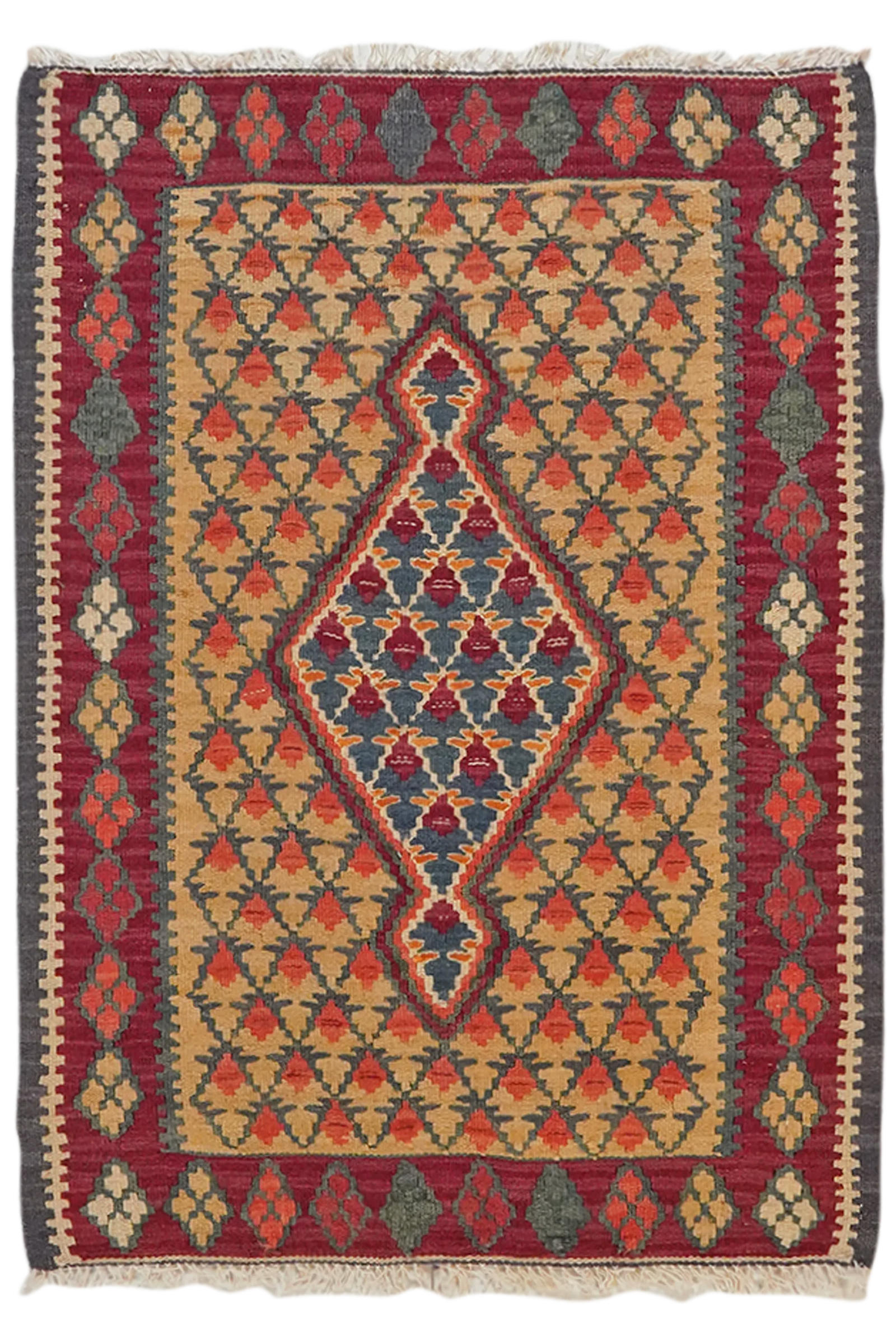 HANDWEBTEPPICH Kelim Senneh Mehrfarbig 86/63 cm Schurwolle - Multicolor, Textil (63/86cm) - Looma